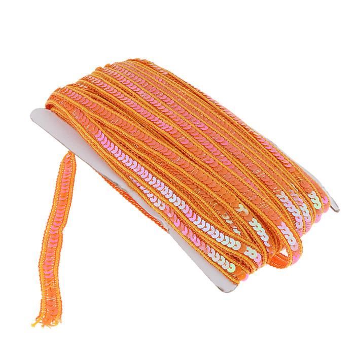 CABODYALS Ruban à Paillettes Orange Doré 9.14m X 43.5mm - Bordure Dentelle Broderie Festonnée