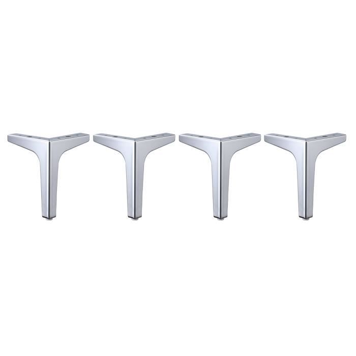 Métal Canapé Jambes Meubles Jambe de Remplacement Canapé Pieds Heavy Duty Triangle Cabinet Pieds Ensemble de 4 10 cm argent