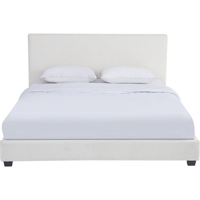 Lit 160x200 cm - Sommier tapissier H35 cm + tête de lit capitonnée - Tissu Toile natté Gris Anthracite