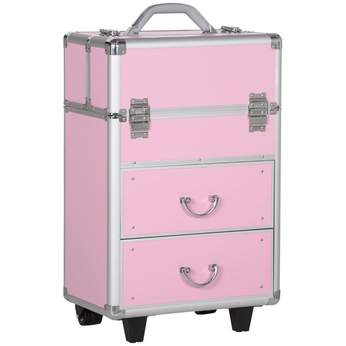 HOMCOM Valise trolley maquillage malette cosm tique vanity poign e