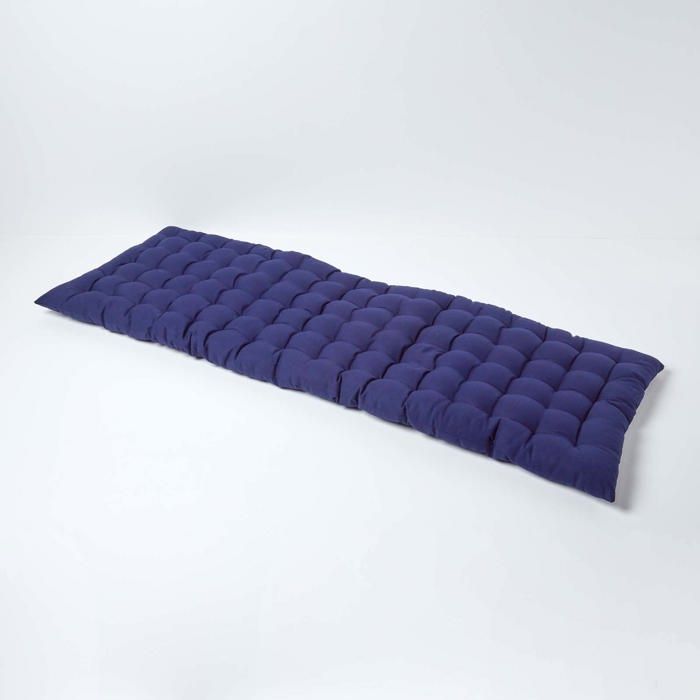 Bleu Exterieur Impermeable Coussin Pad Pour 2 Places Metal Banc