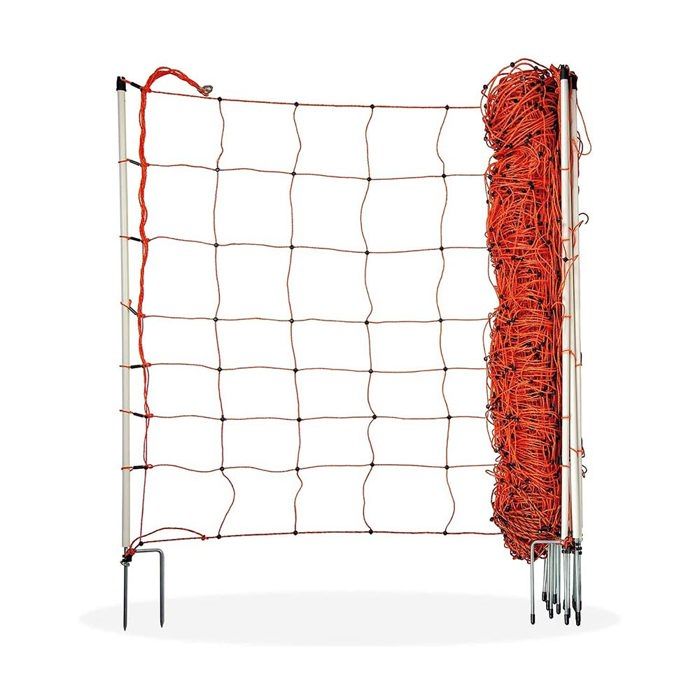 Comparer les prix de Filet électrifiable - HORIZONT - 50 m - 90 cm - Orange - 14 piquets double pointe