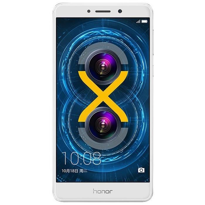 Vitre Arrière Avec Lentille Caméra Pour Huawei Honor 6X - Argent + Logo - Neuf