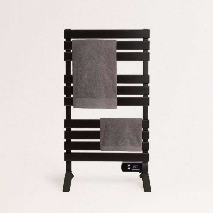 Sèche-serviettes électrique CREATE 500W Blanc - Avec Minuterie, écran LCD, Pieds Amovibles - Pour Salle De Bain Ou Dressing