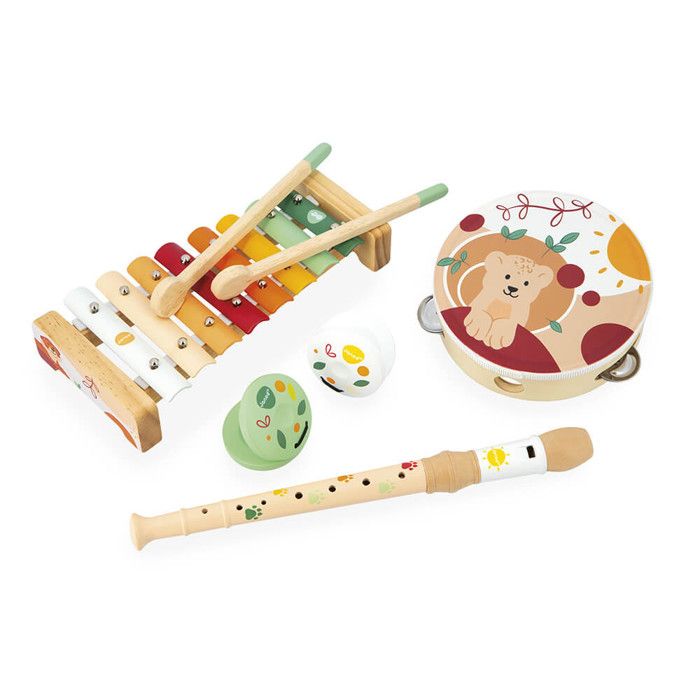 JANOD Sunshine Set Musical en Bois Xylophone, Tambourin