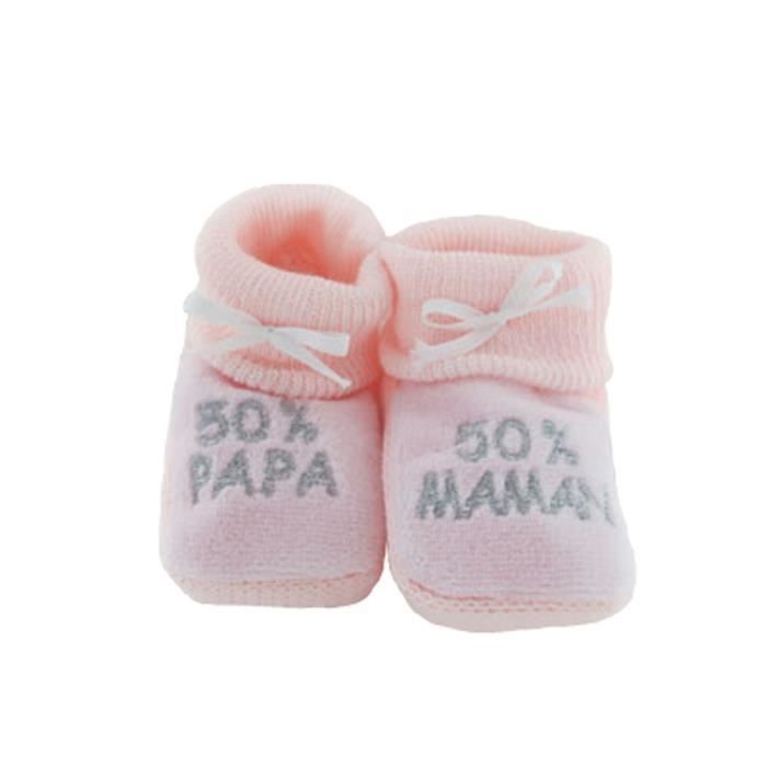 Chaussons 50% papa 50% maman rose