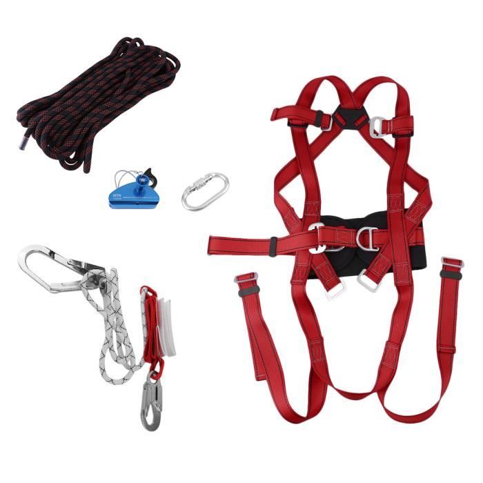 30 LB BESNIN Harnais descalade 5pcs Baudrier r/étractable avec Mousqueton /à Verrouillage en Aluminium et extr/émit/é /à Boucle r/églable Limite de Poids maximale de 13,6 kg