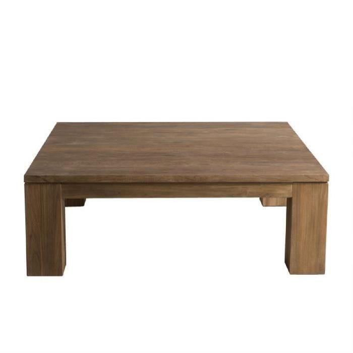 Table Basse Carree Style Industriel En Bois Teck L 100 X L 100