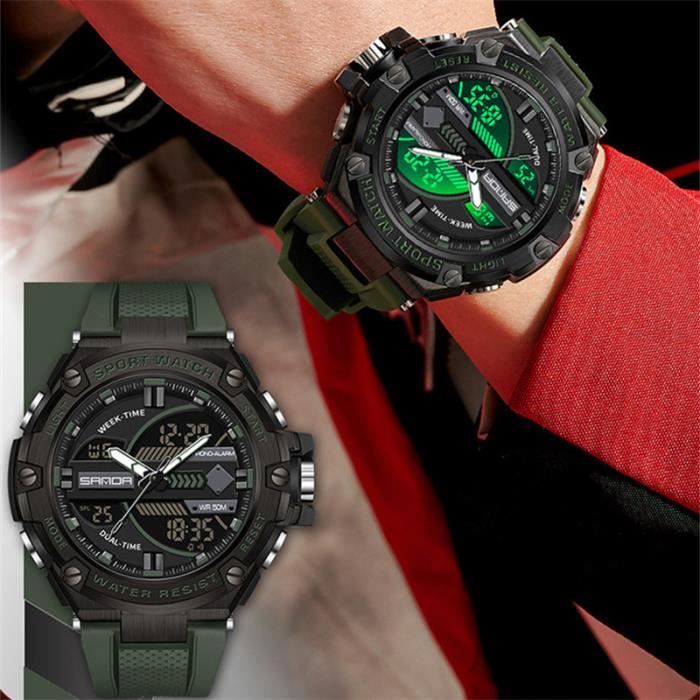 MAIMANRUI Montres pour hommes Outdoor Sport quartz LED Digital Waterproof Electronic watch Men s military Clock vert Achat vente montre Homme Adulte Vert Cdiscount