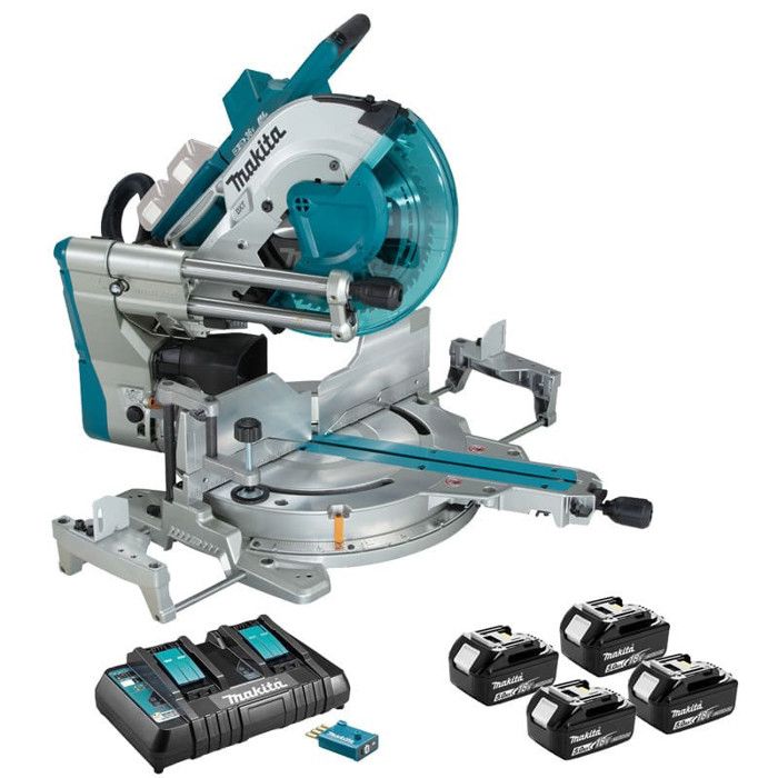 Scie à onglets radiale 36V LXT Ø305 mm 4x5 0 Ah avec module AWS MAKITA DLS211PT4U