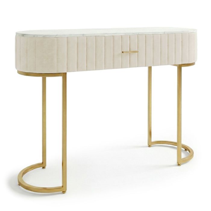 MENZZO Coiffeuse Paloma 1 tiroir Velours Beige