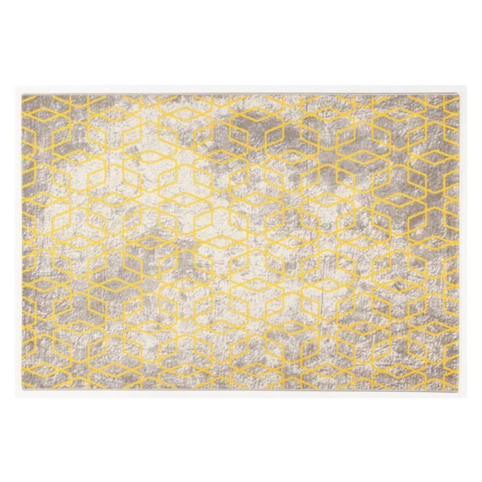 miliboo tapis ecru a motifs jaune 160 x 230 cm soho achat vente tapis cdiscount