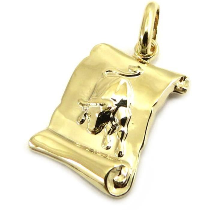 Pendentif Magnétique Signe Du Zodiaque Taureau - Plaqué Or Jaune - Rond - Occasion Bon état