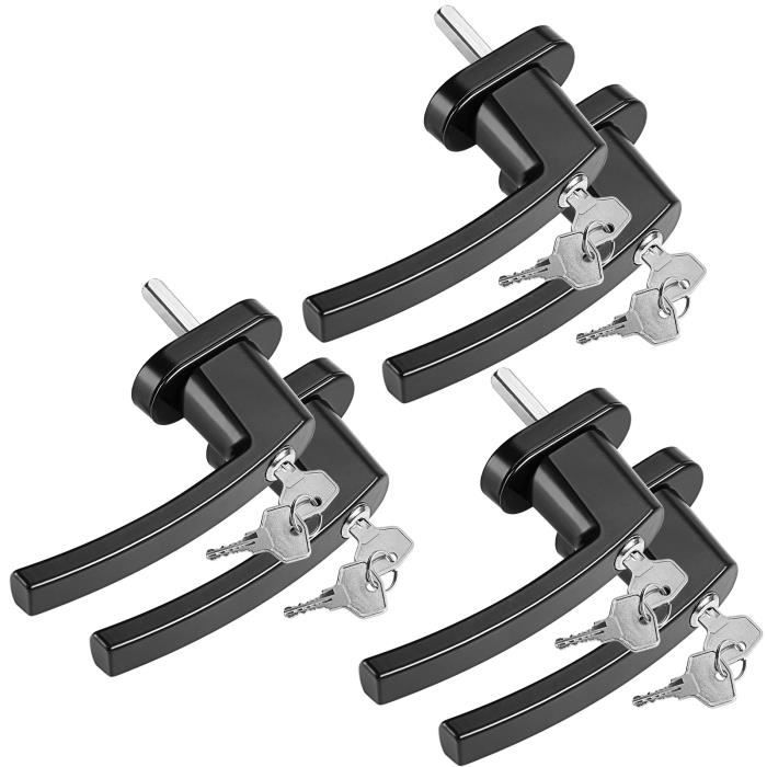 MONZANA® 6x Poignée de fenêtre noire verrouillable à clés sécurité enfants poignée de sécurité pour fenêtre acier