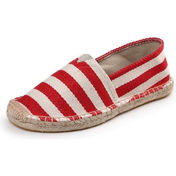 Espadrilles Homme plates Rouge Reservoir Shoes Toile cousue