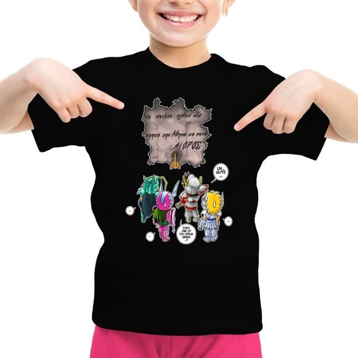 T Shirt Enfant Fille Manga Parodie Saint Seiya Traduction