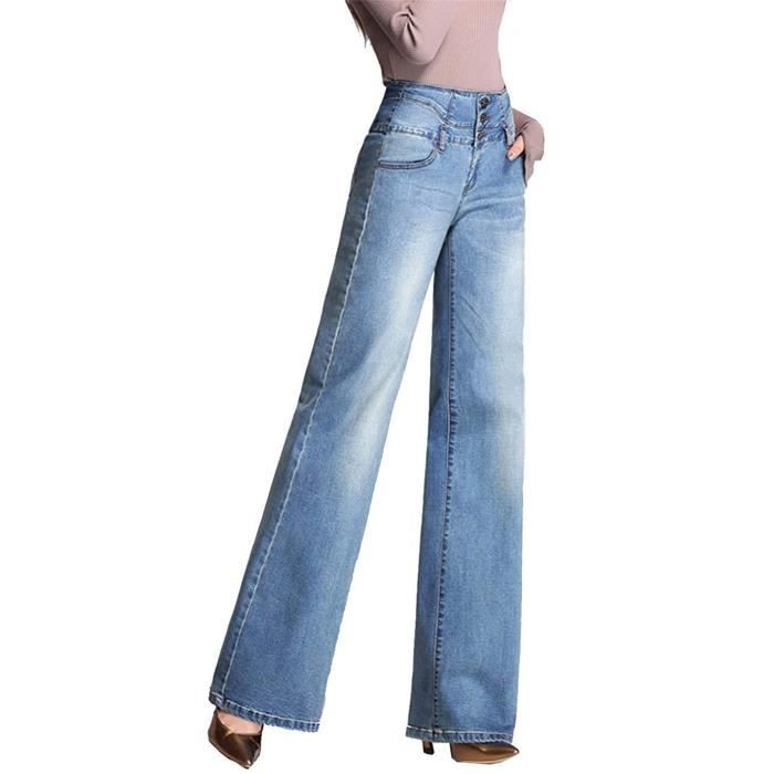 Femme Jeans Bootcut Taille Haute Push Up Evasée Jambe Large Pantalons en Denim Confortable Casual Pants