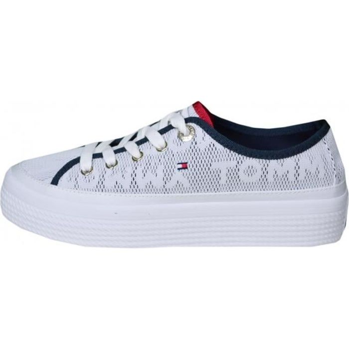 Baskets compensées Tommy Hilfiger blanches et bleu marine à motif jacquard  pour femme - Couleur: Blanc - Taille: 39 Blanc - Cdiscount Chaussures
