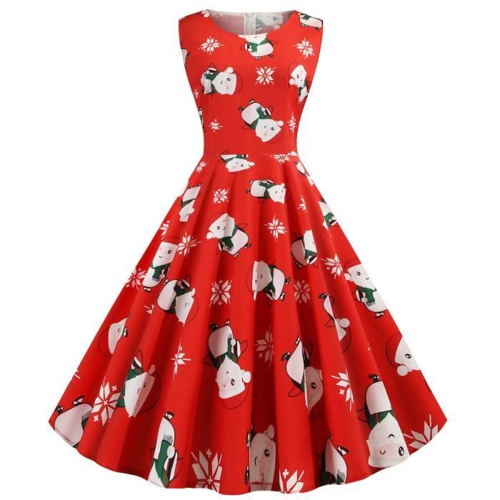 Femmes Mode Grande Taille Robe De Noel Sans Manches Noel Pere Noel Imprime Criss Cross Robe De Soiree 2020 Nouvel An Type Rouge Rouge Achat Vente Robe Cdiscount