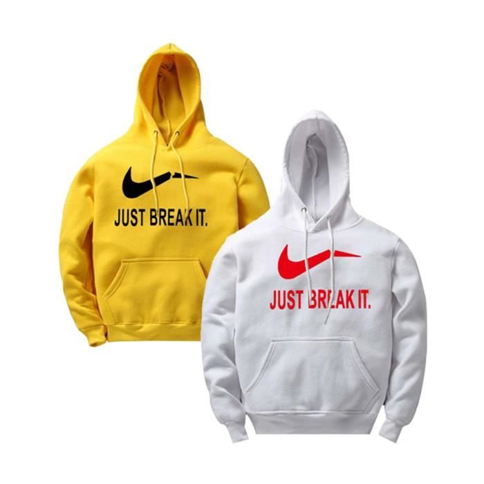 Ensemble 2 pieces E sweat Homme Coton Sweat Homme marque Encapuchonne epaississant impression Homme pull