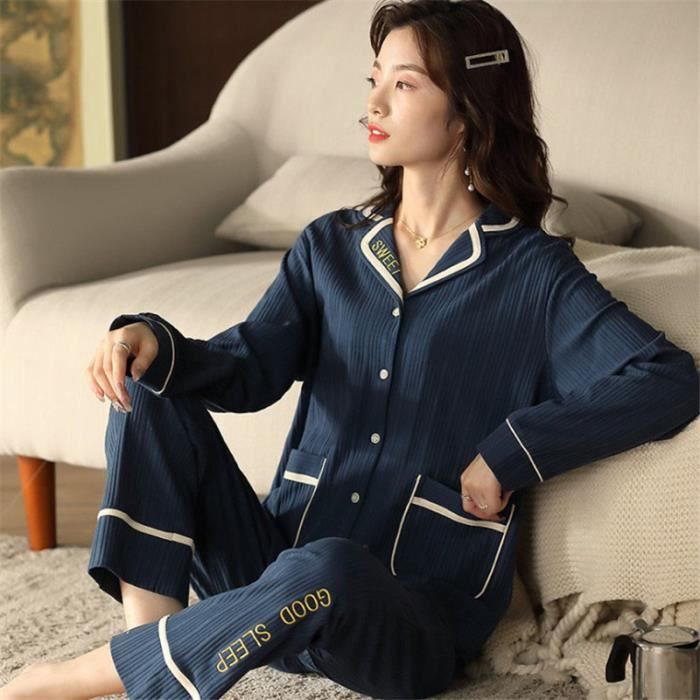 PYJAMA Femme Ensemble Pyjamas coton Manche longue Confortable