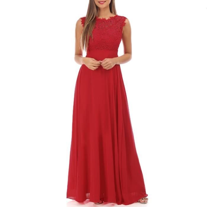 robe longue rouge grandes tailles à dentelle
