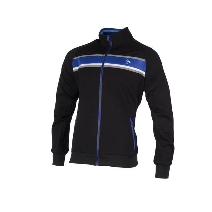 veste de survêtement dunlop performance warm up - noir/bleu - homme - tennis - manches longues