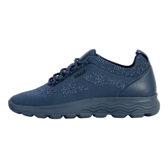 tennis basket basses geox spherica bleu femme - marque geox - fermeture lacets - confort exceptionnel