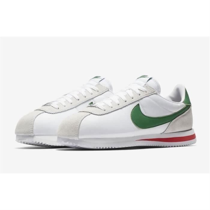 Nike Cortez Basic Nylon 819720 103 Chaussures Homme Femme White green Cdiscount Chaussures