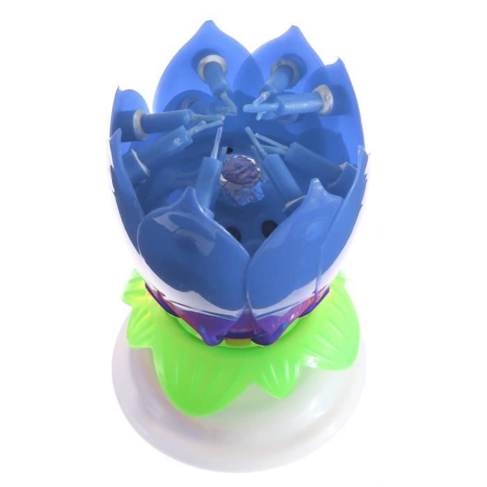 Romantique Joyeux Anniversaire Fleur Double Lotus Musical Rotatif Bougie Gateau Bleu Cdiscount Maison