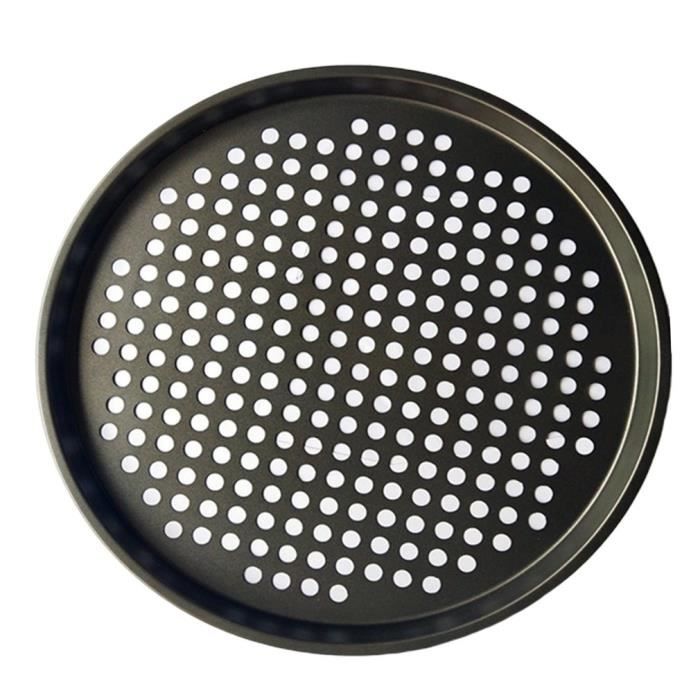 Moule à Pizza ronde grand plaque pizzas Perforées Anti-Adhésive four grille de cuisson professionnel 28cm - Maison