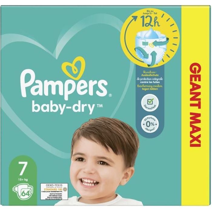 Pampers Baby-Dry taille 7, boîte mensuelle