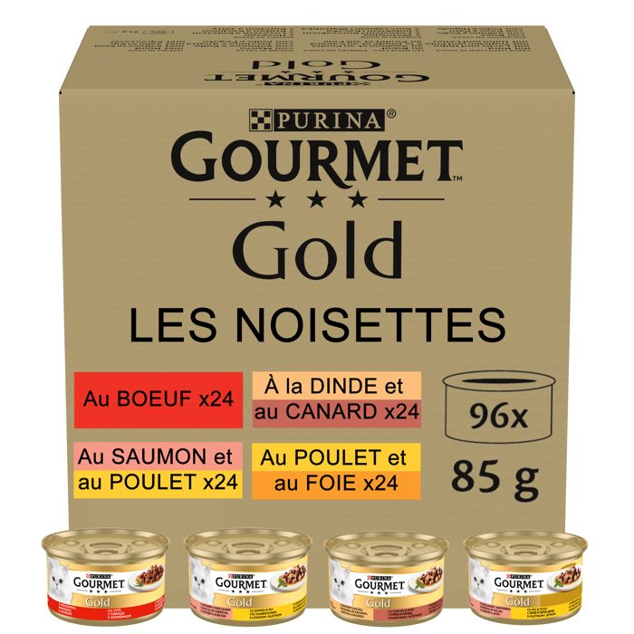 GOURMET GOLD Les Noisettes - 96 x 85 g - Boîtes pour chat adulte