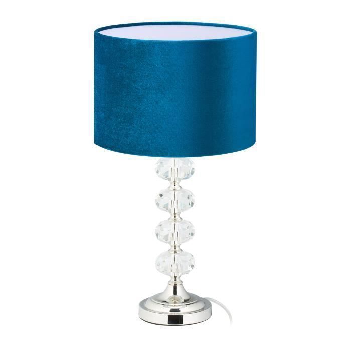 lampe de chevet bleue cristal et velours - 10038915-0