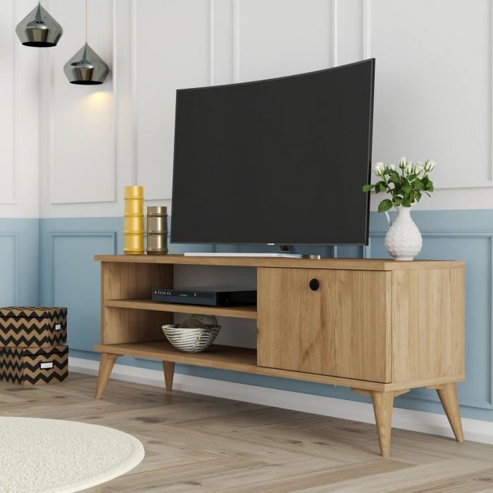 Meuble TV - RETRO - Chêne - 120 x 30 x 45 cm