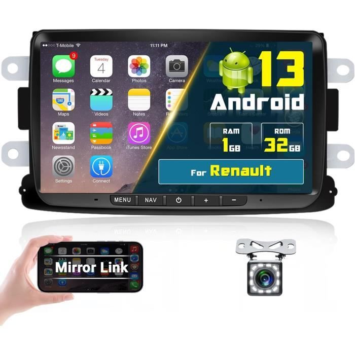 Autoradio Android 13 Pour Renault Dacia (Duster, Sandero, Captur...) - 7 Pouces, Carplay, Android Auto, 2Go+64Go