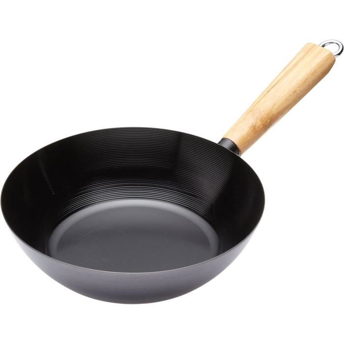 Wok Antiadhésif En Acier Au Carbone, Compatible Avec Toutes Les Sources De Chaleur, 25 Cm[J3256