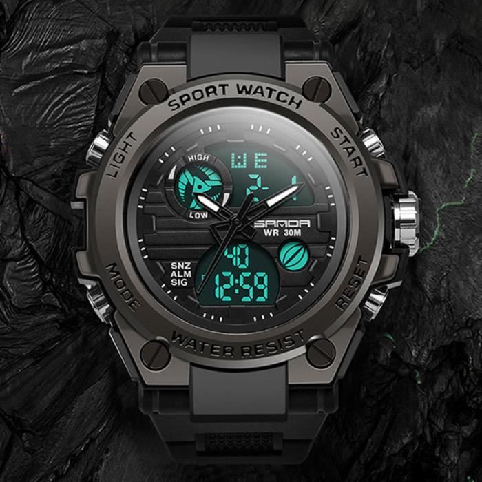 Montres hommes de Marque sport LED numérique double affichage militaire