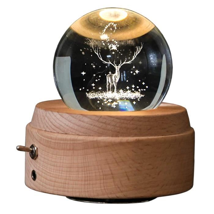 3D Lune tarente Boule de cristal Rotating Boîte à musique avec la base Night Light Anniversaire Enfants cadeau