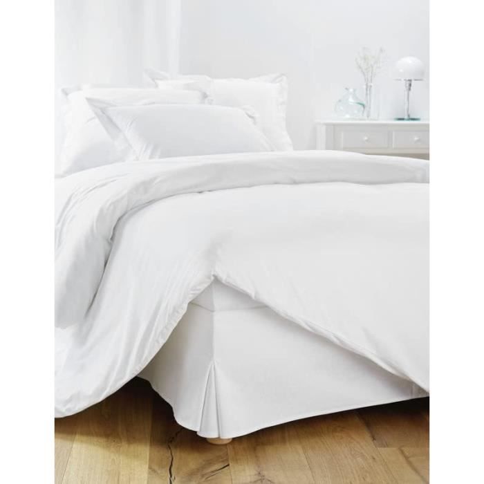 Cache-Sommier 140x190 Blanc – 4 Volants de 30 cm pour Lit 140 x 190 avec  Sommier – Jupe de Lit 140x190 Fabriqué en Europe –[S169] - Cdiscount Maison