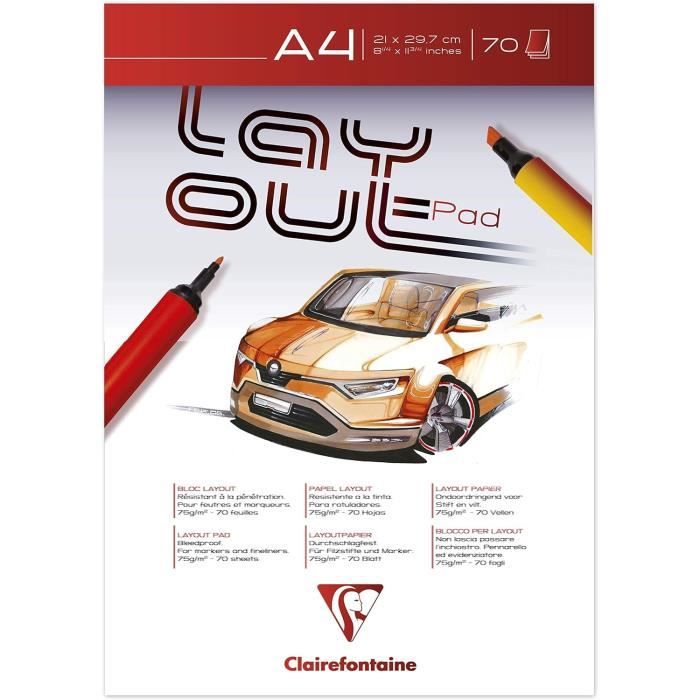 Clairefontaine 96533C Bloc Encollé Papier Layout - 70 Feuilles Papier ...