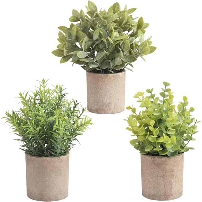 Plantes Artificielles Mini 4 Mini Plantes Artificielles En Pot - Décoration Verte Pour Maison, Salle De Bain Ou Bureau Déco Plantes Faux