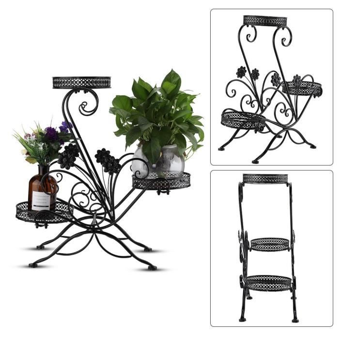 Support Plantes 4 Pots Fer Jardin - Présentoir Balcon Terrasse Bureau 15x15cm