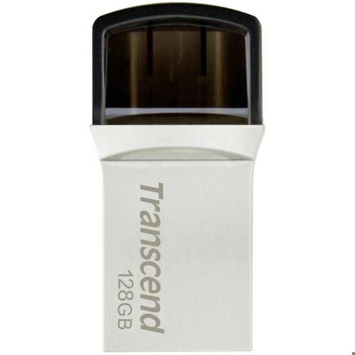 Transcend JetFlash 890 Mémoire supplémentaire USB pour smartphone/tablette argent 128 GB USB 3.1 (2è gén.) USB-C®