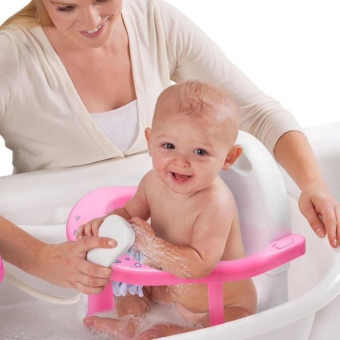 Siège De Bain Bébé 6 à 18 Mois - Transat Avec Ventouses, Jouets Inclus, Antidérapant, Pour Baignoire Et Douche (rose)