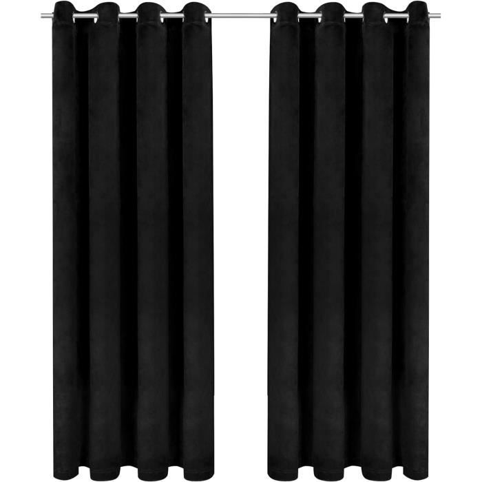 Rideau Toilinux - Lot De 2 Rideaux Unis Occultants Avec œillets - 140 X 240 Cm - Bleu Marine