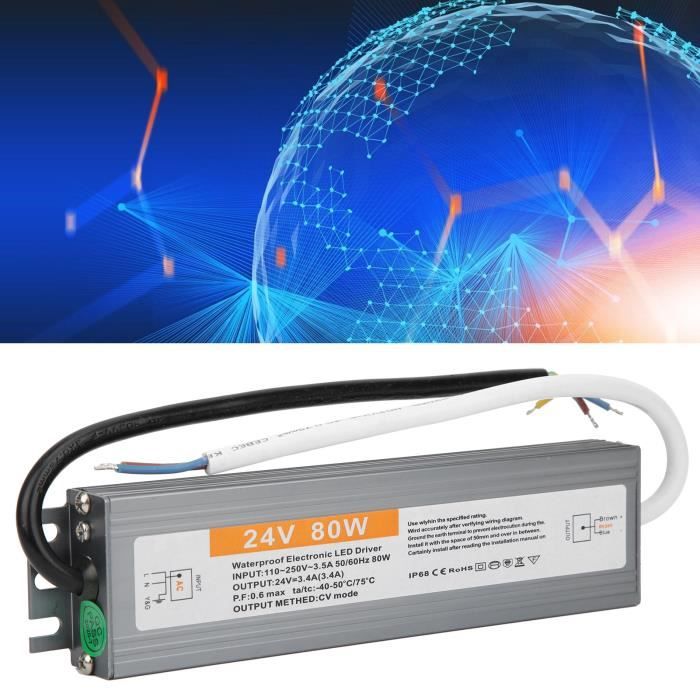 Alimentation étanche 12V DC 400W – Transformateur LED Mural – Boîtier Aluminium – Pour Bandeaux LED, éclairage Extérieur, Projets électriques – Entrée 186-262V AC