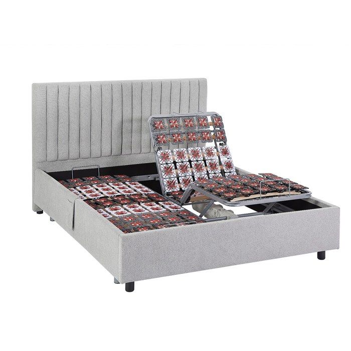 Sommier électrique de relaxation déco 2x48 plots - 2 x 70 x 190 cm - Tissu - Gris - NALU de YSMÉE