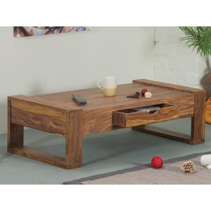 Table basse KETANA - 1 tiroir - Bois de sheesham - Cdiscount Maison
