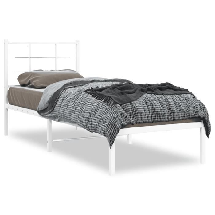 Cadre De Lit VIDAXL 80x200 Cm M tal Blanc Design Classique cadre-de-lit-vidaxl-80x200-cm-m-tal-blanc-design-classique